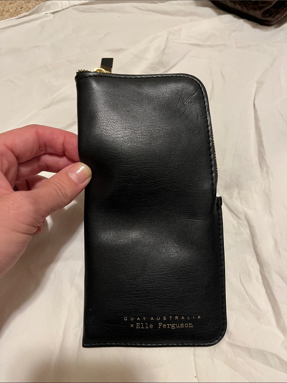Quay Australia x Elle Ferguson Black Sunglasses Case with Gold Logo